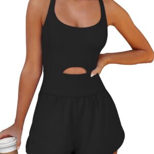 ANRABESS Women Rompers Running Exercise Workout Set One Piece Jumpsuits Gym Yoga Outfits 2025 Summer Active Wear Clothes