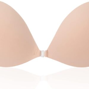 Awant Strapless Sticky Bra Invisible Silicone Adhesive Bra Backless Pushup Lift Bra Beige