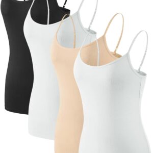 Air Curvey Women Camisole Tank Top Adjustable Straps Soft Basic Undershirts 2/4 Pack Layering Summer Tops
