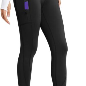 baleaf Women's Fleece Lined Leggings with 5 Pockets, Thermal Warm Winter Tights High Waisted Yoga Pants Cold Running Gear