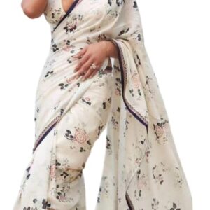 Alia bhatt Saree celebraty inspired sari Bollywood partywear Satin and Georette Printed saree (unstitch Blouse)