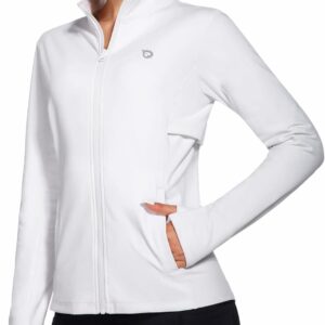 baleaf Women's Fleece Running Jacket Water Resistant Full Zip Winter Cold Weather Gear Thermal Cycling Workout Jackets