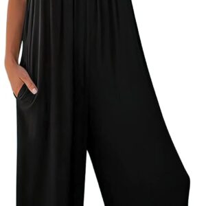 ANRABESS Women Summer Casual Sleeveless Spaghetti Strap Boho Wide Leg Jumpsuits Rompers Dressy 2025 Trendy Outfits Clothes