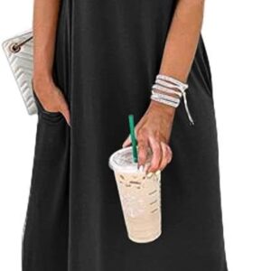 ANRABESS Women's Summer Casual Loose Short Sleeve Long T Shirt Dress Split Maxi Beach Sundress Travel Vacation Outfits