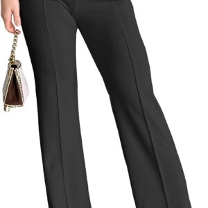Agenlulu Wide Leg Dress Pants for Women Elastic High Waist Straight Leg Pants Business Casual Pull on Office Work Slacks