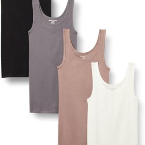 Amazon Essentials Women's Slim-Fit Tank, Pack of 4