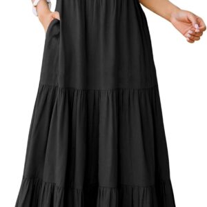 ANRABESS Womens Summer Casual Maxi Dress V Neck Ruffle Sleeve Long Dresses Fashion Flowy Tiered Boho Beach Vacation Sundress