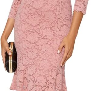 Atnlewhi Womens 3/4 Sleeve Lace Cocktail Dresses Party Wedding Guest V Neck Formal Evening Bodycon Ruffle Dress