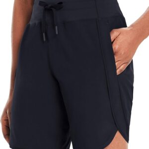baleaf Women's 7" Athletic Long Running Shorts Workout Gym Quick Dry Hiking Shorts High Waisted Zipper Pocket