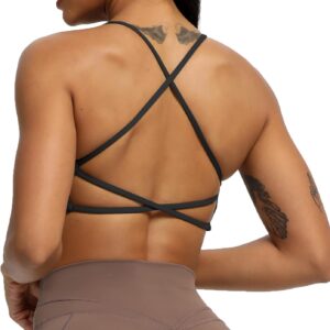 Aoxjox Women's Workout Sports Bras Fitness Backless Padded Ivy Low Impact Bra Yoga Crop Tank Top