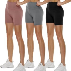 3 Pack High Waisted Biker Shorts for Women – 3"/ 5"/ 8" Black Workout Yoga Compression Novelty Shorts for Running