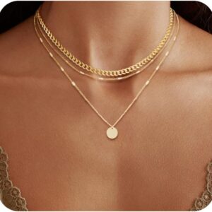 14K Gold Plated Layering Necklaces For Women Gold Necklace Set, Cuban Link, Snake Chain, Paperclip Layered Chains, Twisted Rope and Twisted Chain, Trendy Layering Necklace