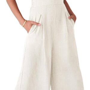 ANRABESS Women's Jumpsuits Summer Wide Leg Sleeveless V Neck Casual Dressy Linen Pants Rompers 2025 Vacation Beach Outfits