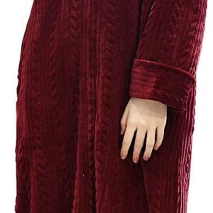 Artfasion Womens Robe Long Zipper Front Hooded Full Length Housecoat Sleepwear for Ladies