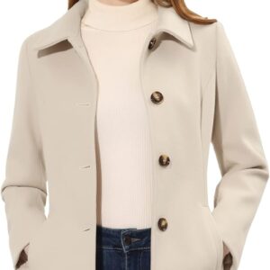 Allegra K Women's Work Office Winter Overcoat Single Breasted Point Collar Pea Coat