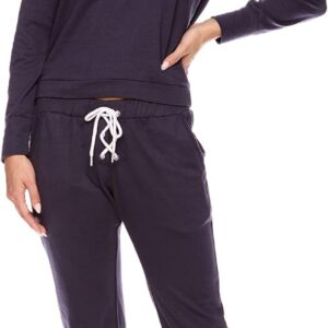 bebe Womens Pajama Sets - French Terry Pajamas Long Sleeve Pullover Top and PJ Pants with Pockets - Sleepwear for Women