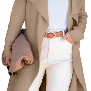 Angerella Women's Casual Long Sleeve Draped Open Front Knit Long Cardigan Sweater Outwear Coats with Pocket