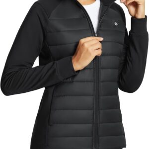 baleaf Women's Lightweight Warm Jacket Running Insulated Water Resistant Fall Jackets Winter Hiking Hybrid Puffer Coat