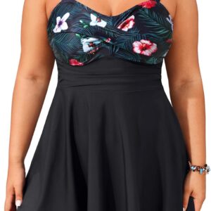 Aqua Eve Plus Size Two Piece Swimsuits for Women Tankini Bathing Suits Flowy Swim Dress with Shorts