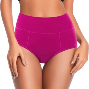 ASIMOON Tummy Control High Waisted Underwear for Women Cotton Plus Size Full Coverage Panties Ladies Briefs