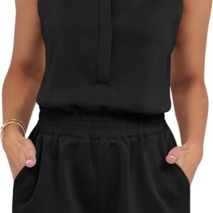 ANRABESS Romper for Womens 2025 Summer Dressy Casual Sleeveless V Neck One Piece Short Jumpsuit Lounge Travel Outfits Clothes