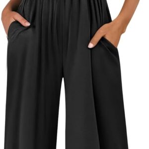 ANRABESS Womens Casual Summer Jumpsuits Smocked Sleeveless Wide Leg Long Romper Jumpers Dressy 2025 Vacation Outfits