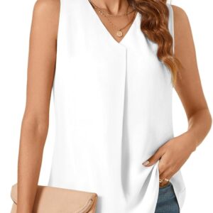 Bestbee Women's 2025 Summer Tank Tops Dressy Casual Sleeveless Chiffon Blouses V Neck Tunics Cute Business Work Shirts