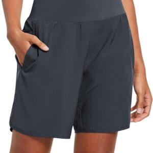 baleaf Womens' 7" Long Running Athletic Shorts with Liner High Waist Workout Gym Quick Dry Soft Split Leg Zipper Pocket