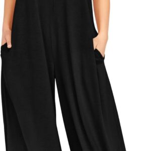 ANRABESS Jumpsuits for Women 2025 Summer Casual Loose Cap Sleeve Crewneck Wide Leg Rompers Jumper One Piece Beach Outfits