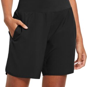 baleaf Womens' 7" Long Running Athletic Shorts with Liner High Waist Workout Gym Quick Dry Soft Split Leg Zipper Pocket