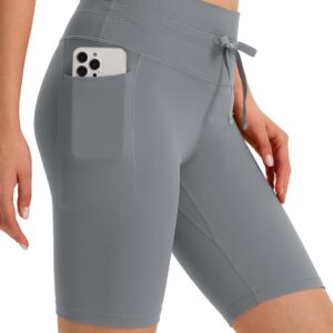 baleaf Women 8" Biker Shorts with Pockets, High Waisted Workout Short Tummy Control Yoga Gym Spandex Running Volleyball