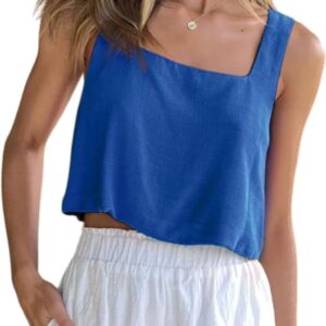 Allimy Women's Summer Thick Shoulder Straps Crop Tops Square Neckline Tank Tops
