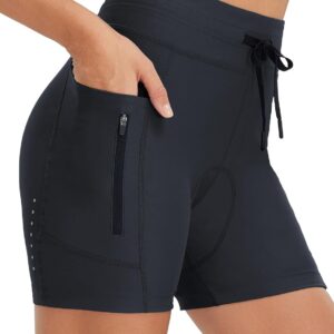 baleaf Women's 4D Padded Bike Shorts High Waisted Cycling Underwear Zipper Pockets for Bicycle Biking Cycle