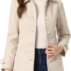 Allegra K Women's Winter Outerwear Overcoat Peter Pan Collar Mid-thigh A-line Single Breasted Pea Coat
