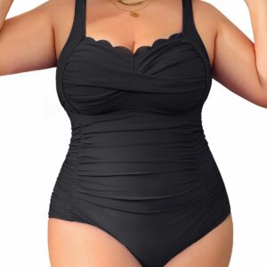 Aqua Eve Womens Plus Size One Piece Swimsuit- Tummy Control Bathing Suit Full Coverage Swimwear