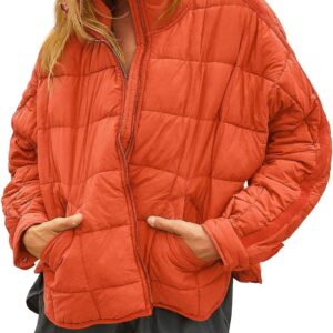 Aiopr Women's Oversized Lightweight Down Coat Long Sleeve Zip Packable Short Puffer Jackets