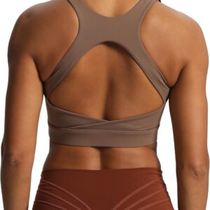 Aoxjox Women's Workout Sports Bras High Impact Fitness Backless Padded Training Gym Khloe Bra Yoga Crop Tank Top