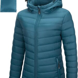 33,000ft Women's Hooded Packable Puffer Jacket Lightweight Warm Puffy Quilted Winter Coat