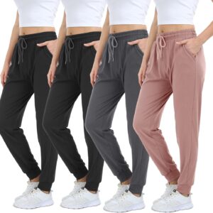 4 Pack Women's Lightweight Sweatpants with Pockets for Running Yoga Workout