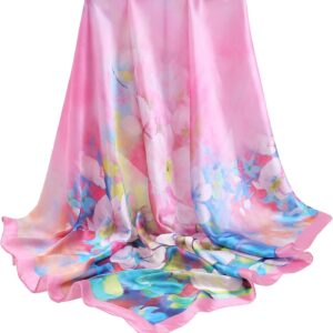 100% Mulberry Silk Scarf-Printed or Solid Color 35” Square Large Silk Hair Head Wrap Scarf With Gift Box Package