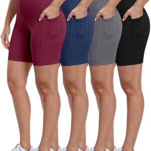 ATHVOTAR Biker Shorts Women with Pockets - 3"/5"/8" High Waisted Workout Spandex Tummy Control Gym Running Yoga Shorts