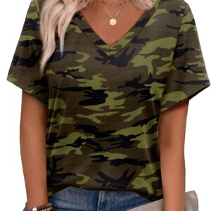 Alaroo Womens Summer Tops 2025 V Neck Short Sleeve Shirts Trendy Dressy Casual Vacation Outfits Printed