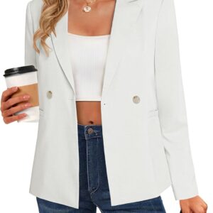 Belle Poque Women Business Casual Blazer Long Sleeve Lapel Button Work Blazer with Pockets