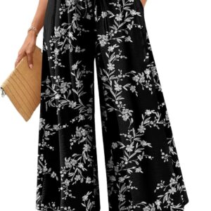Bestbee Women's Palazzo Pants Dressy Casual Wide Leg Slacks Elastic Waist with Pockets