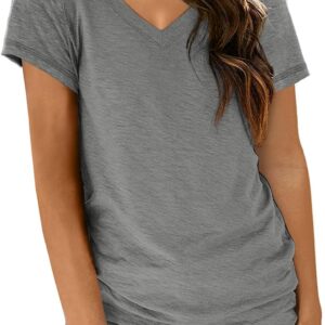 AUTOMET T-Shirts Short Sleeve V Neck Tees Tops for Women Fashion Trendy Lightweight Soft Casual Summer Outfits Clothes 2025