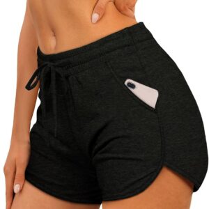 Aloodor Womens Athletic Shorts Running Dolphin Shorts with Pockets and Drawstring