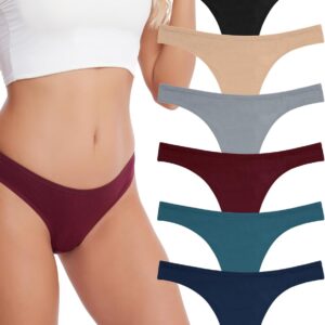ANZERMIX Women's Breathable Cotton Thong Panties Pack of 6