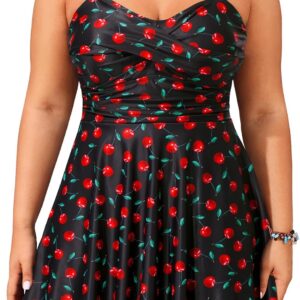 Aqua Eve Plus Size Two Piece Swimsuits for Women Tankini Bathing Suits Flowy Swim Dress with Shorts