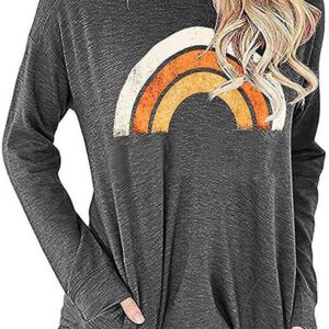 Akihoo Womens Casual Long Sleeve Tunic Tops Crew Neck Shirt Blouses