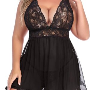 Avidlove Women Plus Size Babydoll Lingerie Lace Chemise Mesh Sleepwear